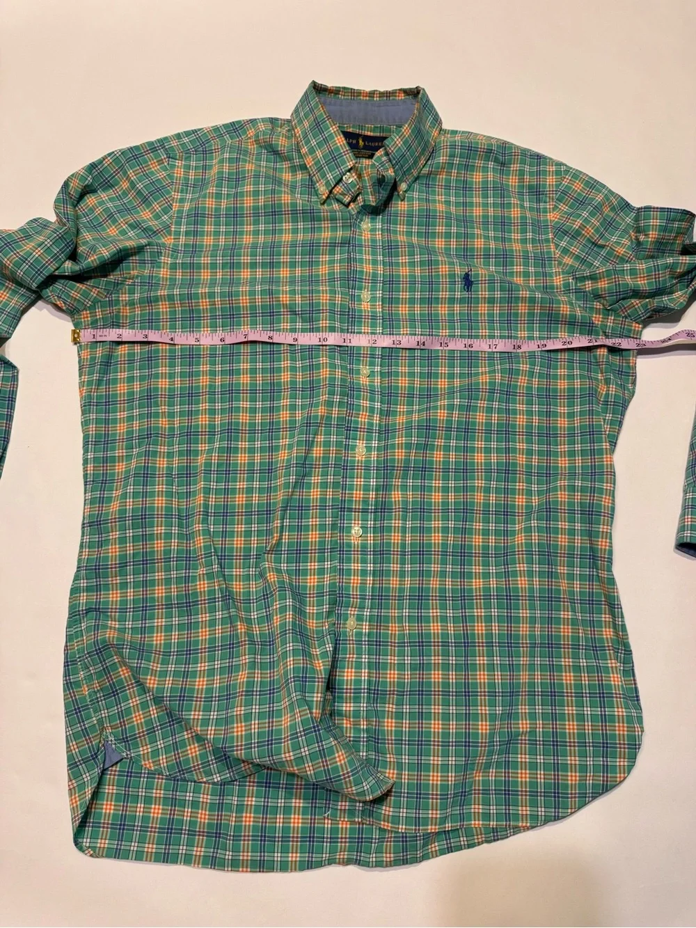 Ralph Lauren Cotton Stretch Long Sleeve Green Dress Shirt Button Down Medium Men